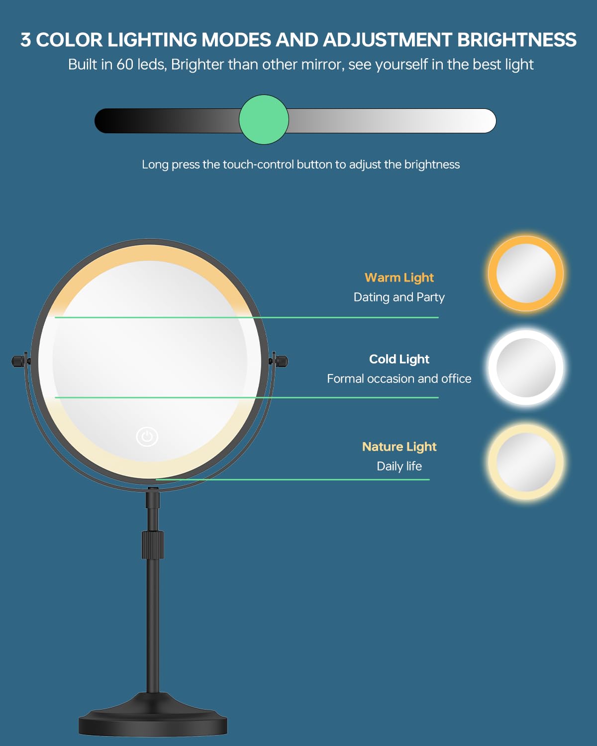 9 Tall Lighted Makeup Mirror with Lights and 1X 10X - Erlingeryi Official Imagery - 6