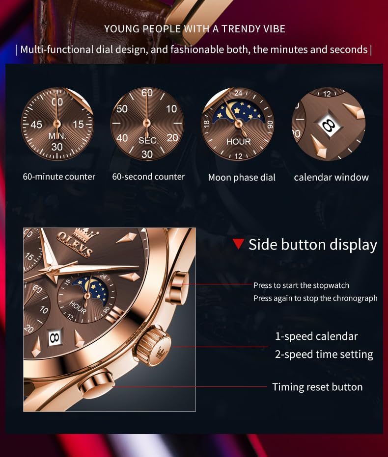 OLEVS Watches Men Luxury Large Face Waterproof Watches - Product Imagery