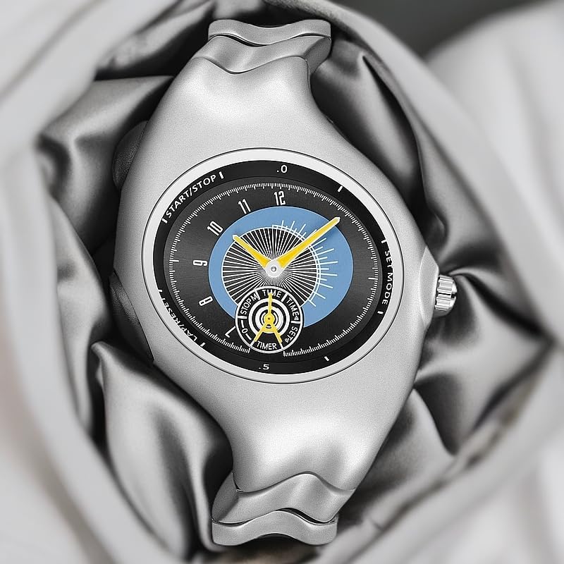 MASTOP Futuristic Quartz Metal Wrist Watch for Men and Women, - Product Imagery