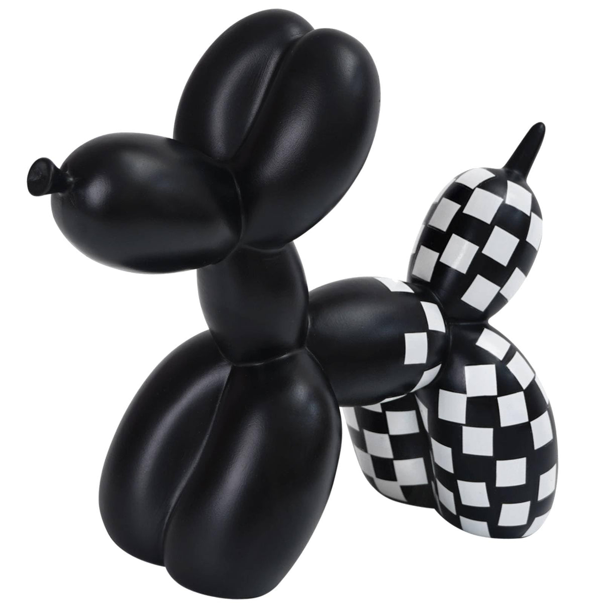 Black and White Checkered Racing Car Pattern Balloon Dog - Notakia Official Imagery - 1