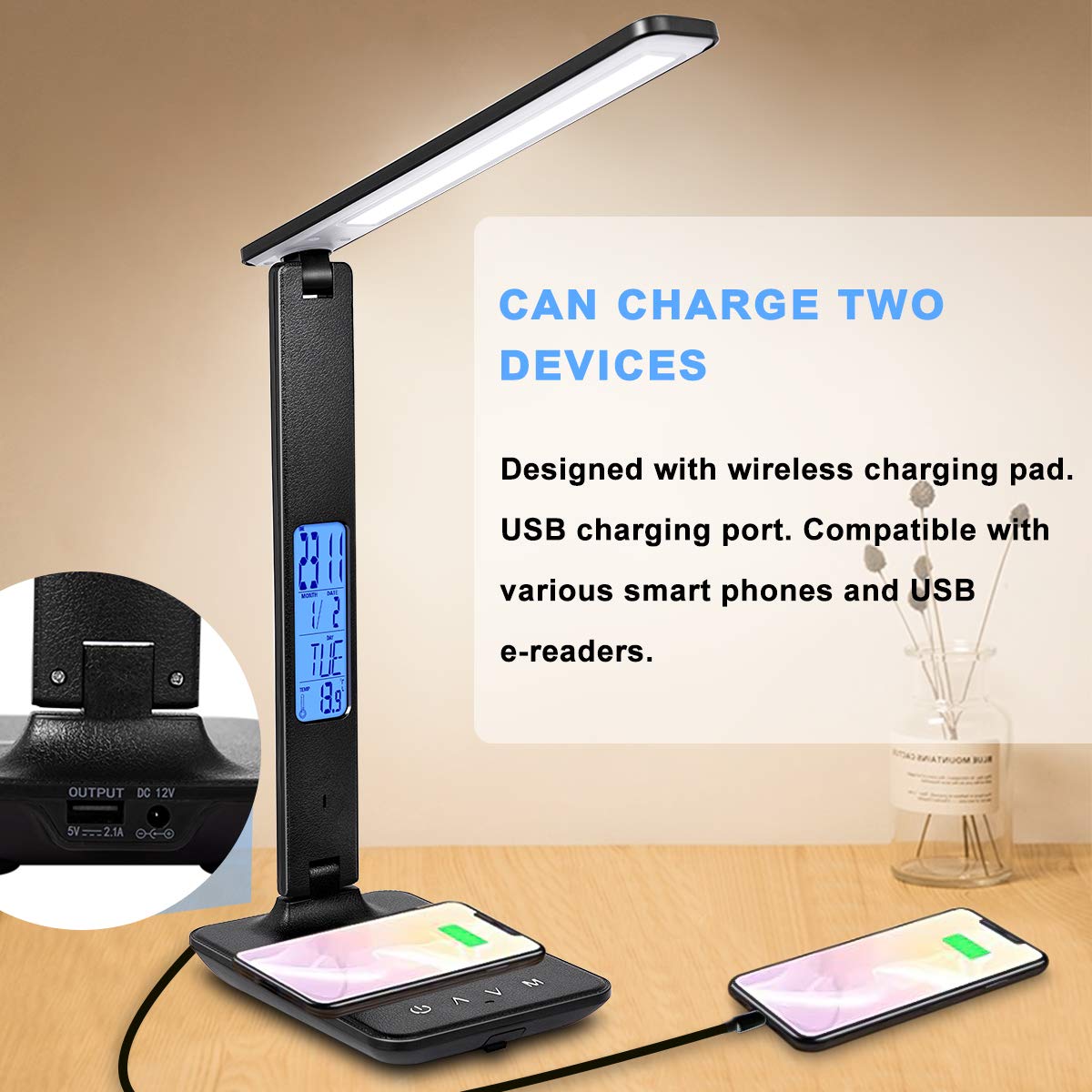 LED Desk Lamp with Wireless Charger Suitable for Home Office - XIZDDL Official Imagery - 3