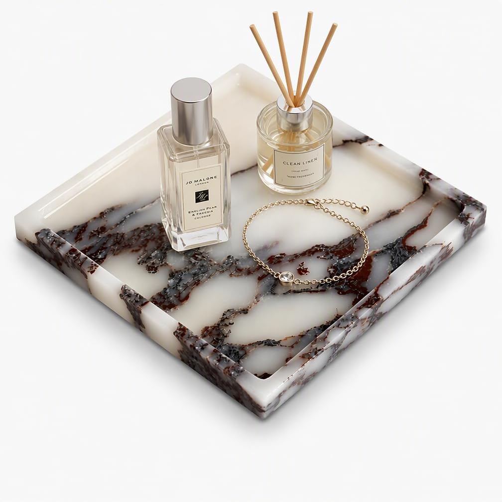 Solid Green Marble Vanity Tray Marble Organizer for Home - Yfstone Official Imagery - 8