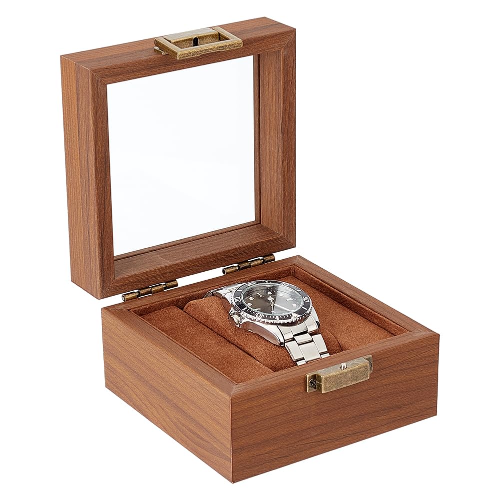 AHANDMAKER Single Watch Display Stand with Clear Glass Window - Product Imagery