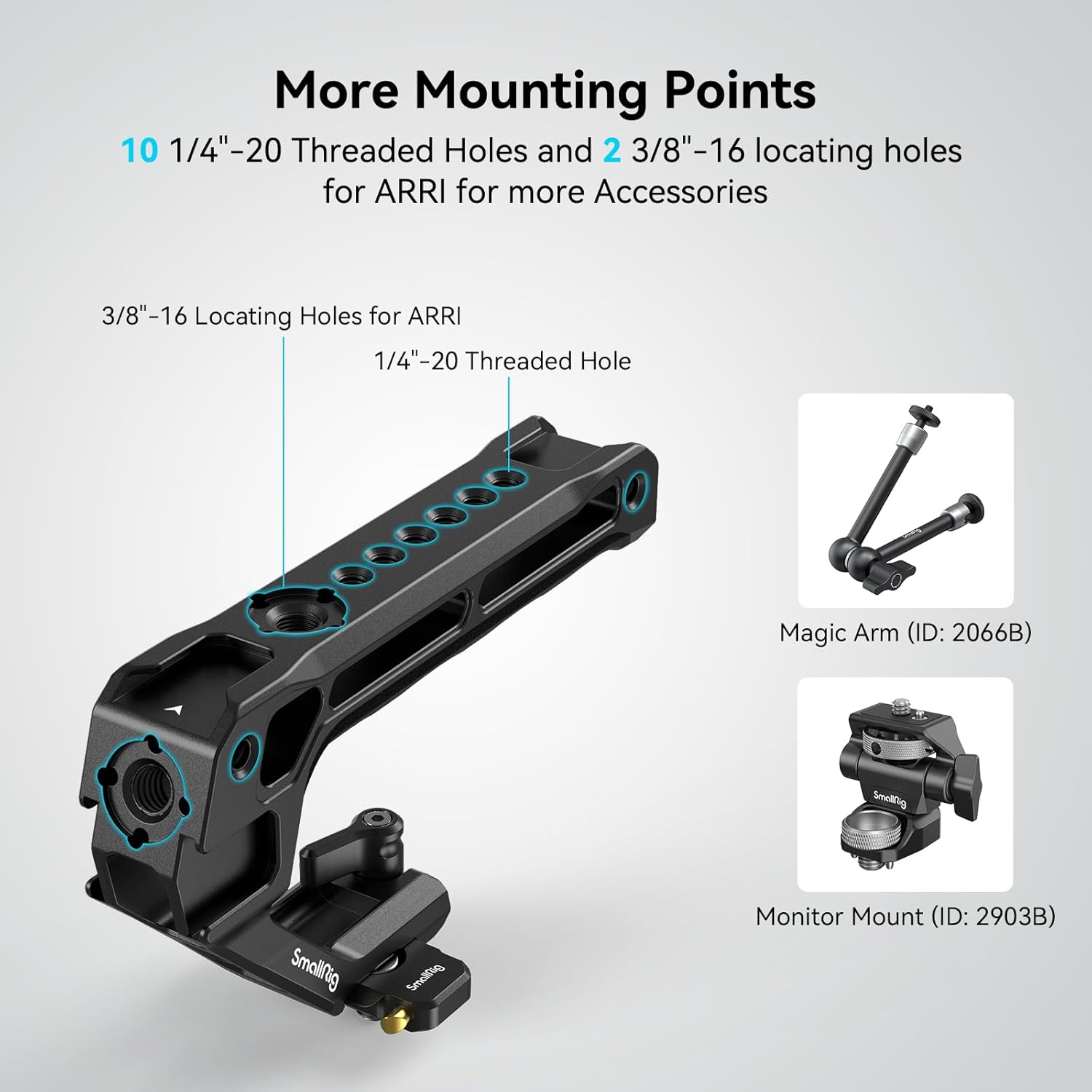 SmallRig lightweight NATO top handle with quick release NATO grip and rail for DSLR camera cage.