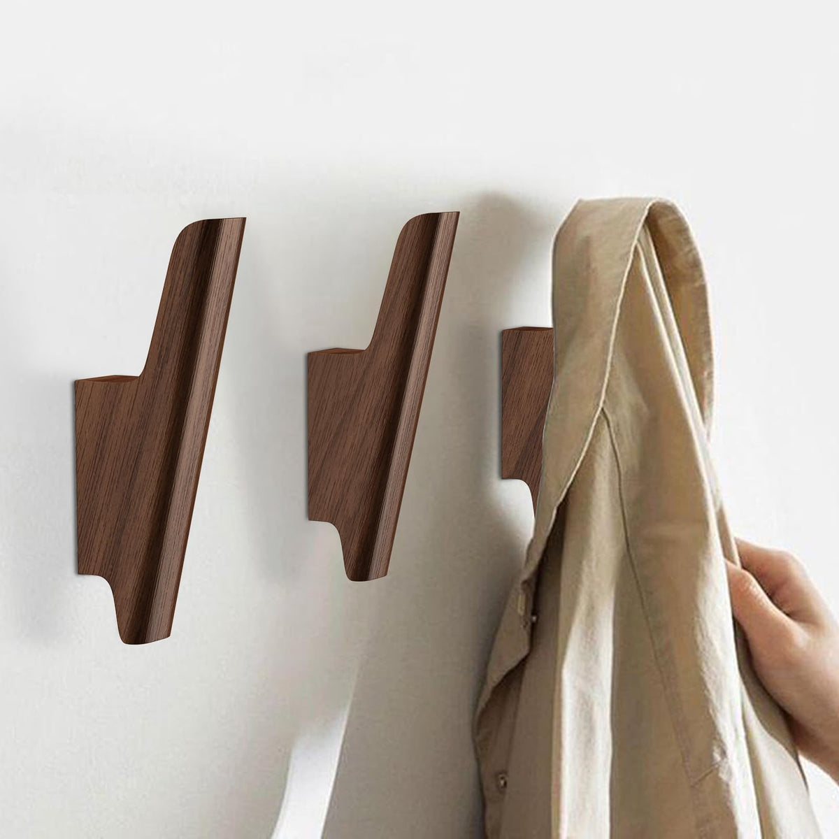 Wood Wall Hooks 4 Pack Coat Hooks Wall Mount Towel Hooks for - FCOWK Official Imagery - 3