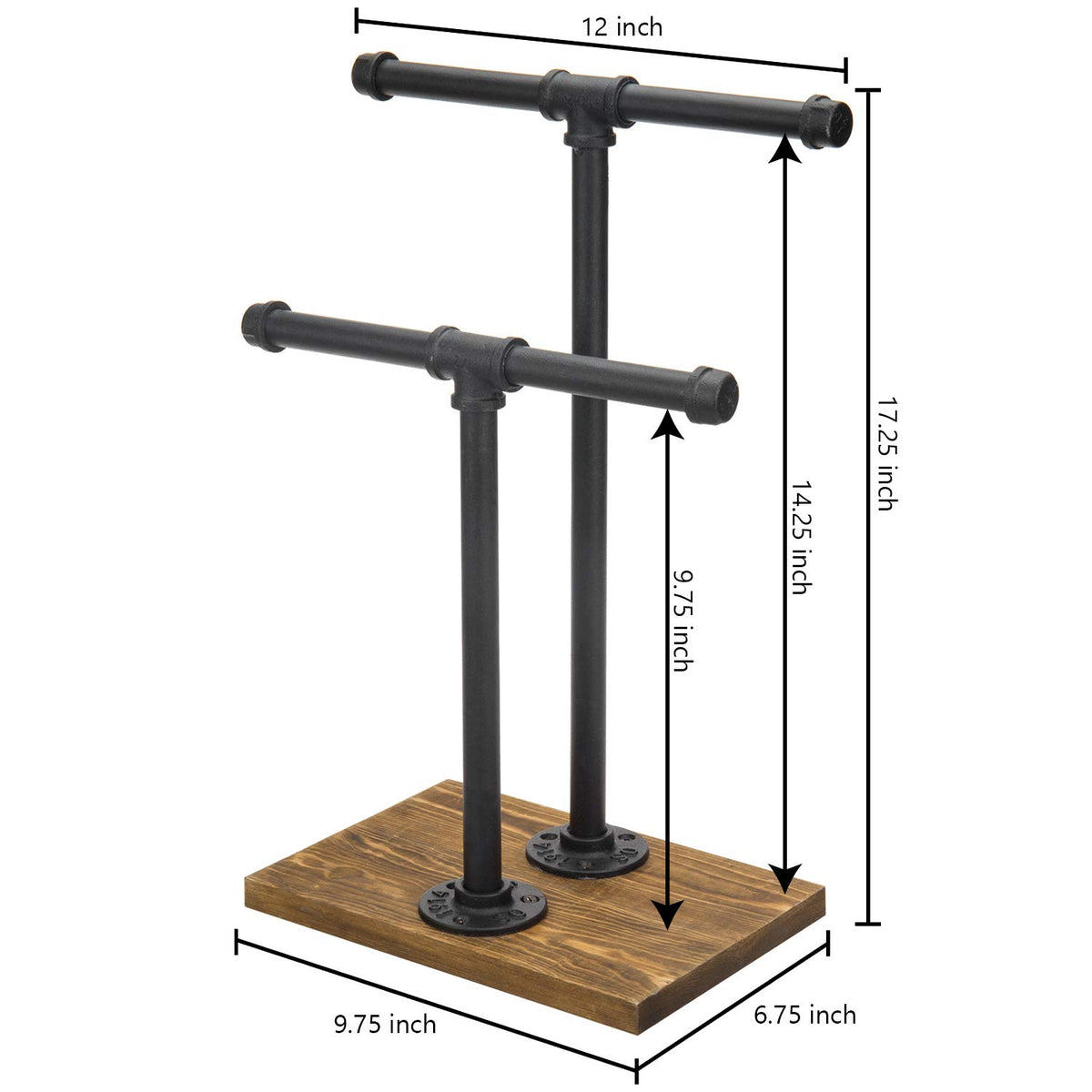 MyGift Adjustable 2 Tier Industrial Jewelry Display Stand - MyGift Official Imagery - 4