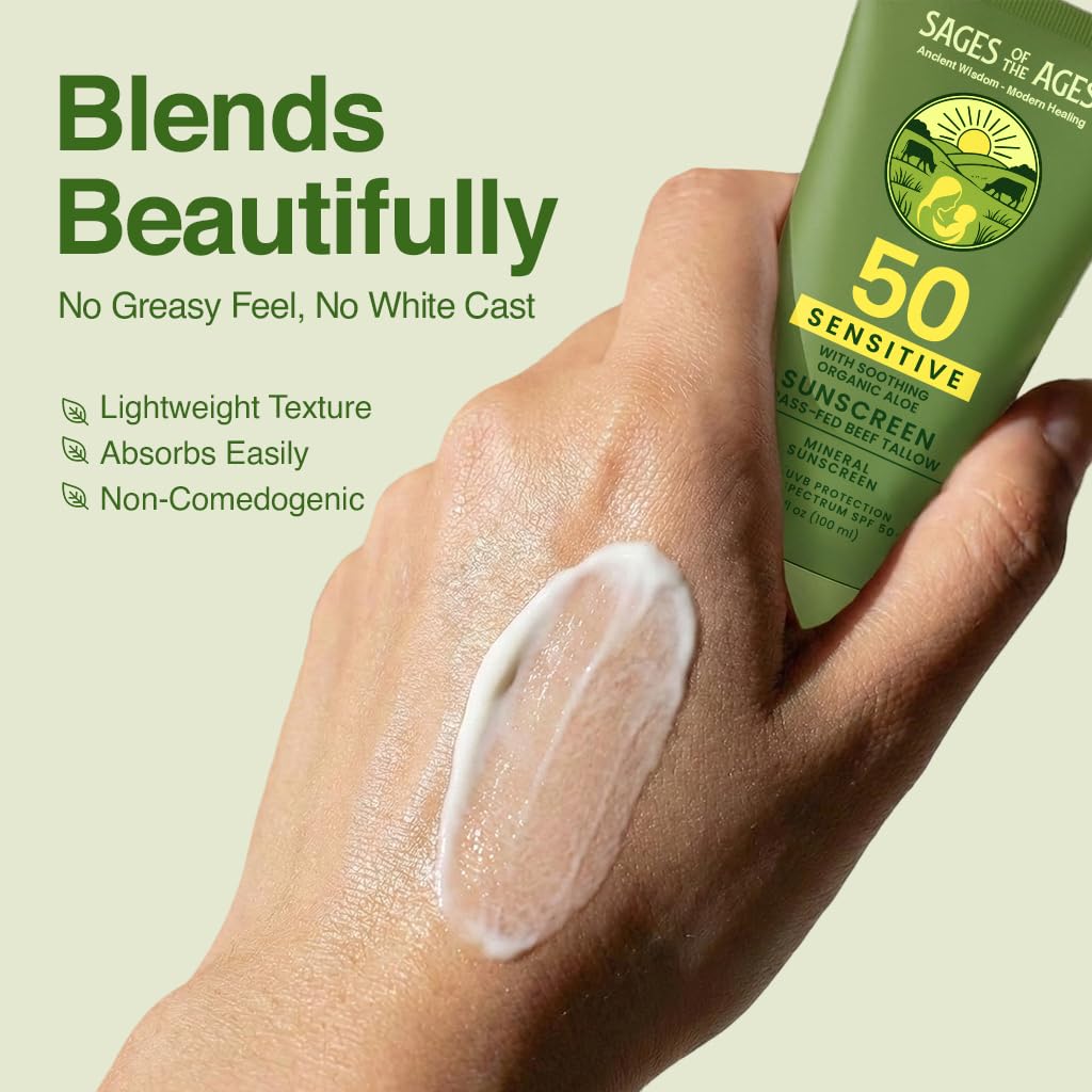 Grass Fed Tallow Natural Mineral Sunscreen SPF 50 No White - Sages Of The Ages Official Imagery - 3