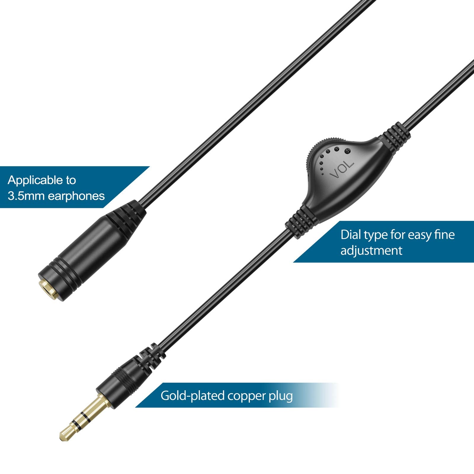 PChero 3.5mm Headphone Extension Cables, 2pcs 3.5mm Male to Femal by PChero - Angle View 4