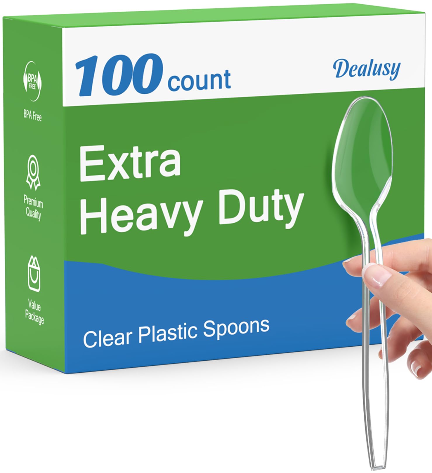 Dealusy 100 Count Clear Plastic Spoons Disposable - Dealusy Official Product View 1