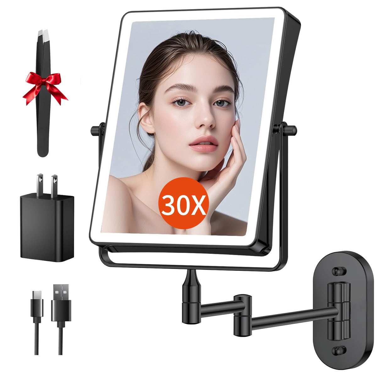 FUNTOUCH 5000mAh Rechargeable Wall Mounted Makeup Mirror - FUNTOUCH Official Imagery - 2