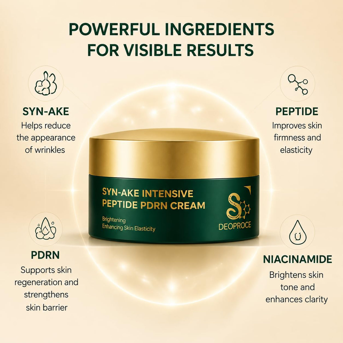Deoproce Syn Ake Intensive Peptide PDRN Cream 100g - Deoproce Official Imagery - 3