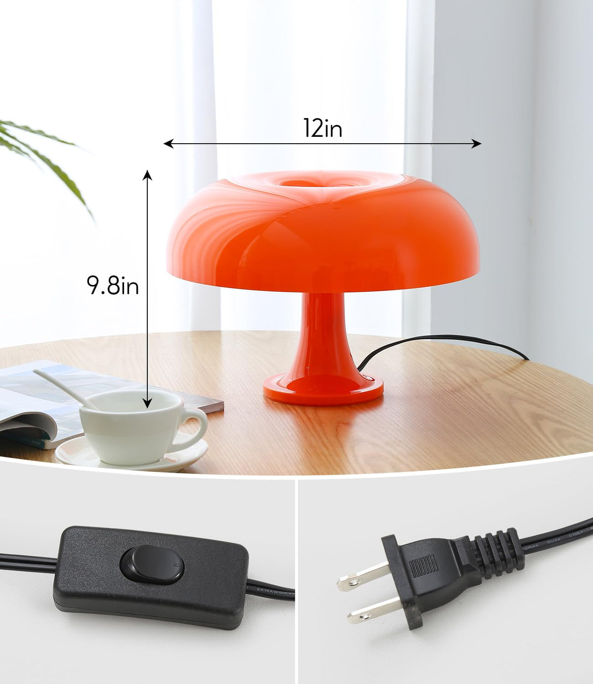 Orange Mushroom Lamp Mid Century Modern Table Lamp for - Anykonio Official Imagery - 5