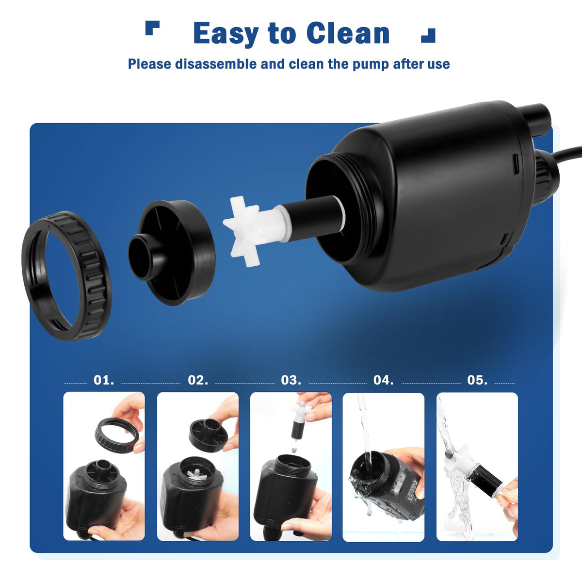 AQQA Electric Aquarium Vacuum Gravel Cleaner 6 in 1 Fish - AQQA Official Imagery - 6