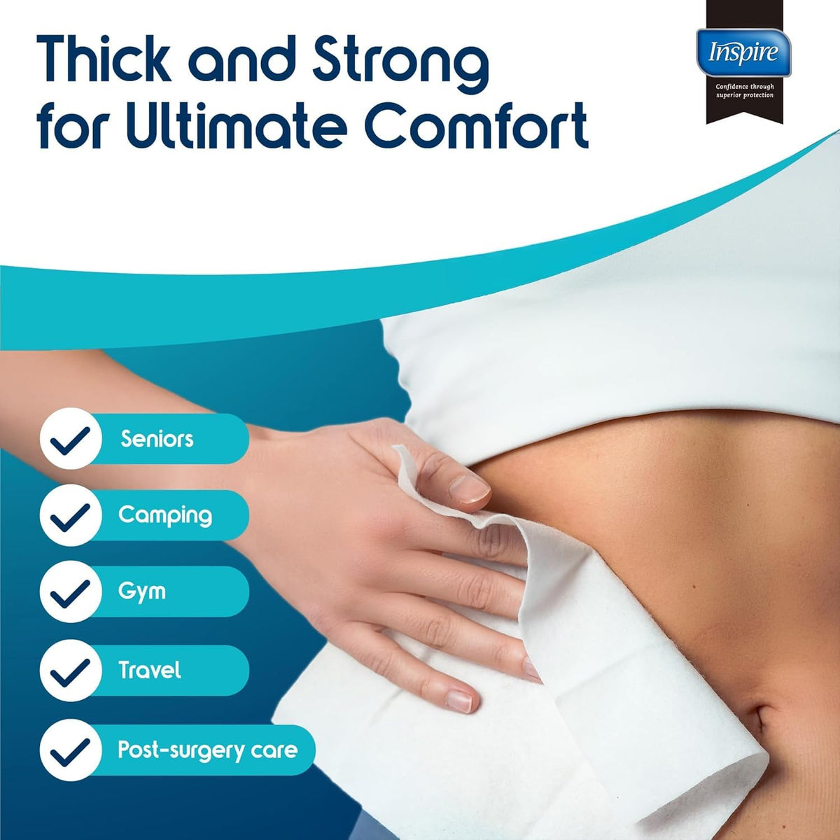 Bathing Wipes for adults bathing Rinse Free - Inspire Official Imagery - 4
