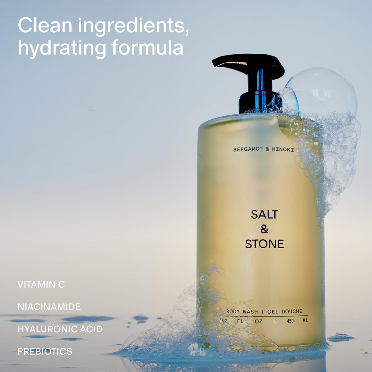 Salt Stone Body Wash for Women Men Bergamot Hinoki 15 2 fl - Salt & Stone Official Imagery - 3