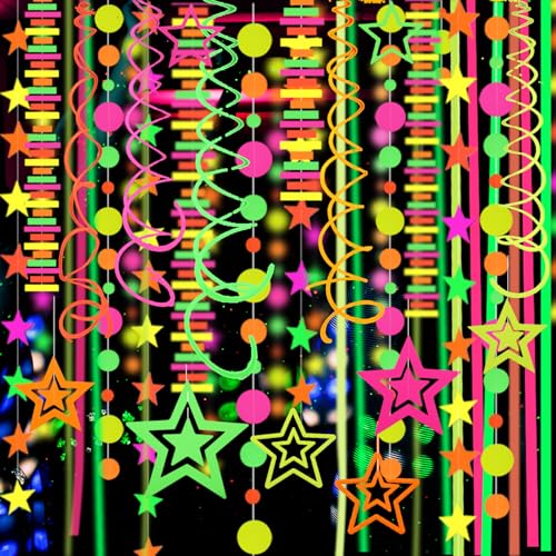 540feet Paper UV Neon Garland Neon Streamers Glow in The Dark - Product Imagery