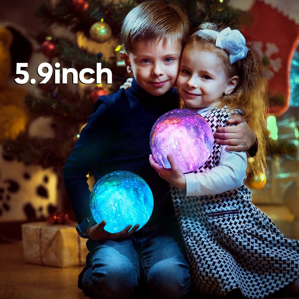 BRIGHTWORLD Moon Lamp Galaxy Lamp 5.9 inch 16 Colors LED 3D Moon - BRIGHTWORLD Official Product View 5