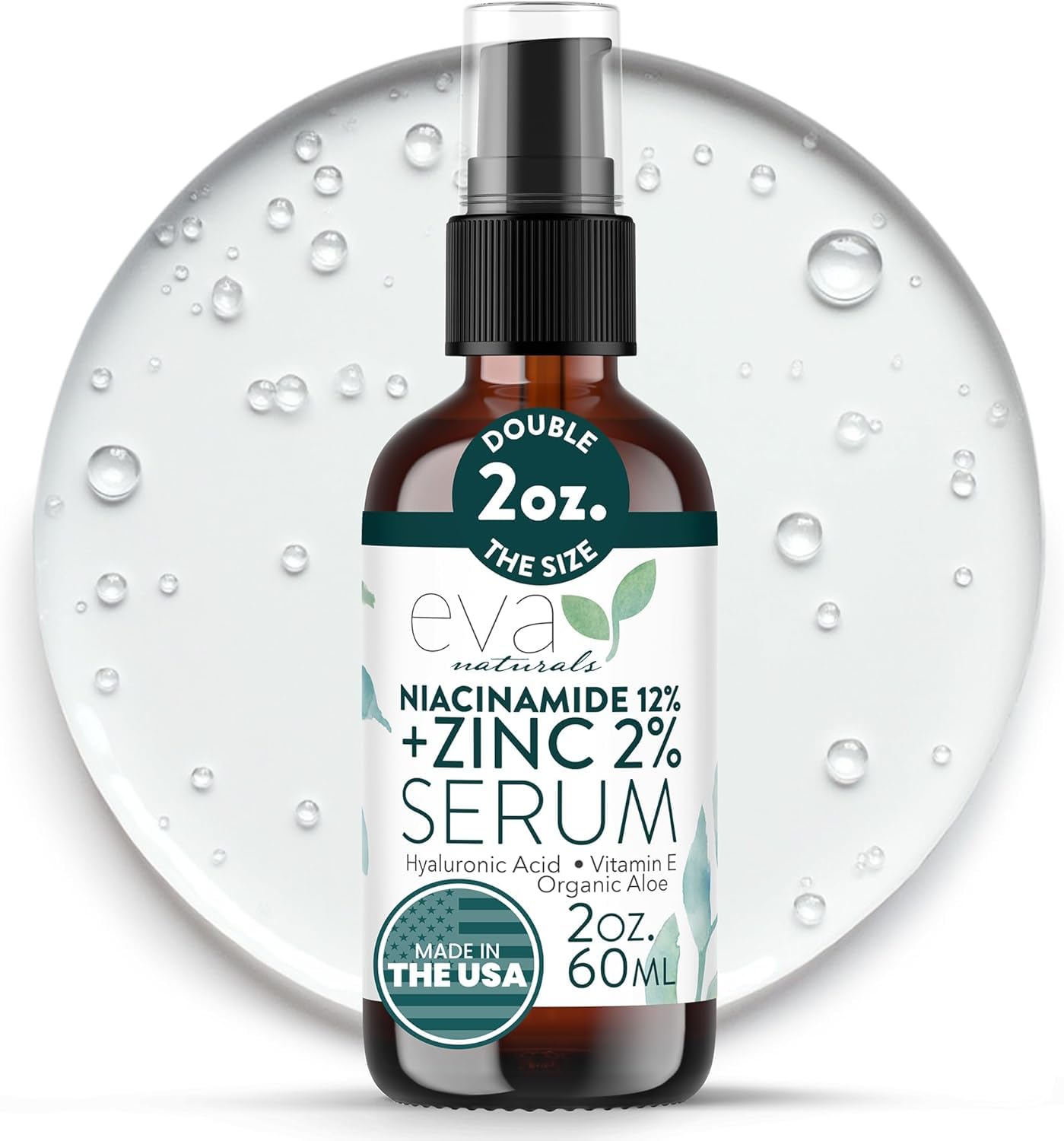 Eva Naturals Niacinamide 5% Serum, Hyaluronic Acid, Vitamin E - Eva Naturals