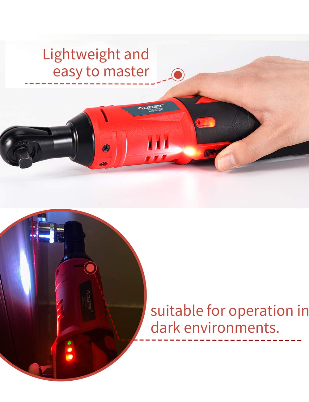 AOBEN Cordless Electric Ratchet Wrench Set 3 8 12V Power - AOBEN Official Imagery - 8