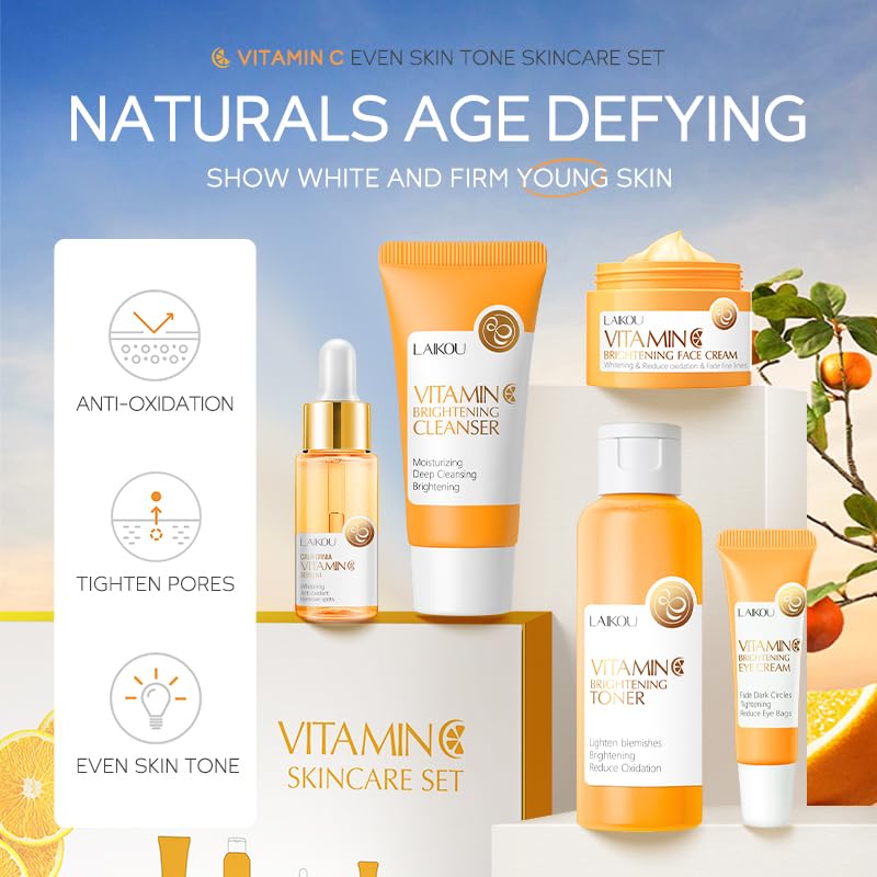 5Pcs Skincare Gift Set for Teenage Girls, Vitamin C Face Skin - Product Imagery
