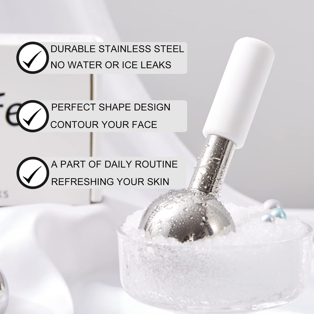 Ice Globes for Face Eyes Unbreakable Stainless Steel Cryo - pfefe Official Imagery - 3