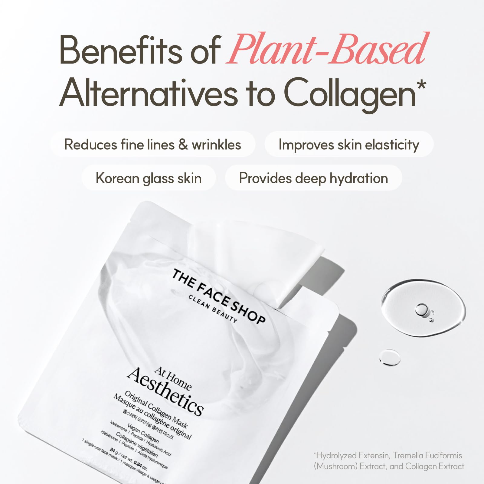 THE FACE SHOP Original Vegan Collagen Face Mask, Korean Glass Skin Ess - View 6