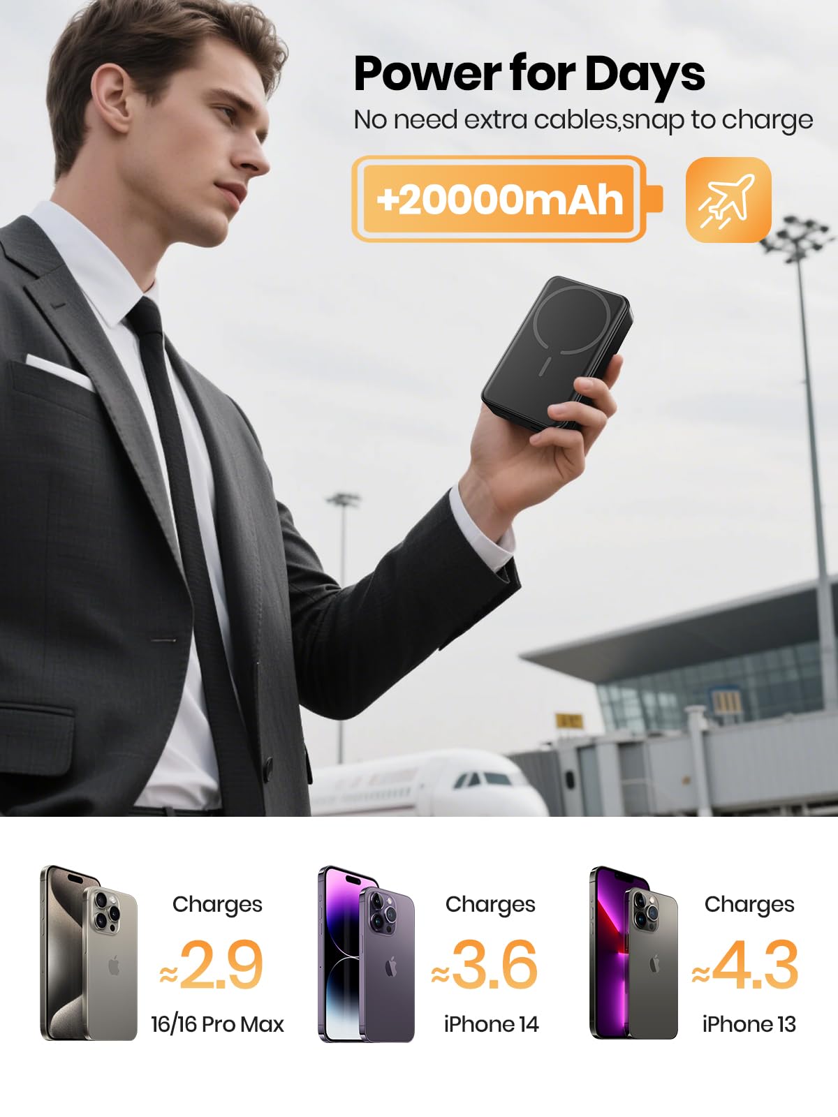 20000mAh Magnetic Power Bank for MagSafe Wireless Portable - Premium Selection Official Imagery - 4