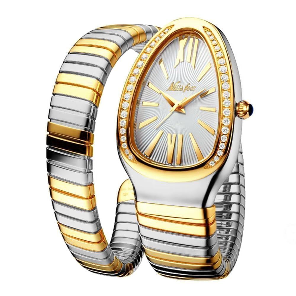 Classic Snake Shape Watch for Women Gold Silver Scaleable - Product Imagery