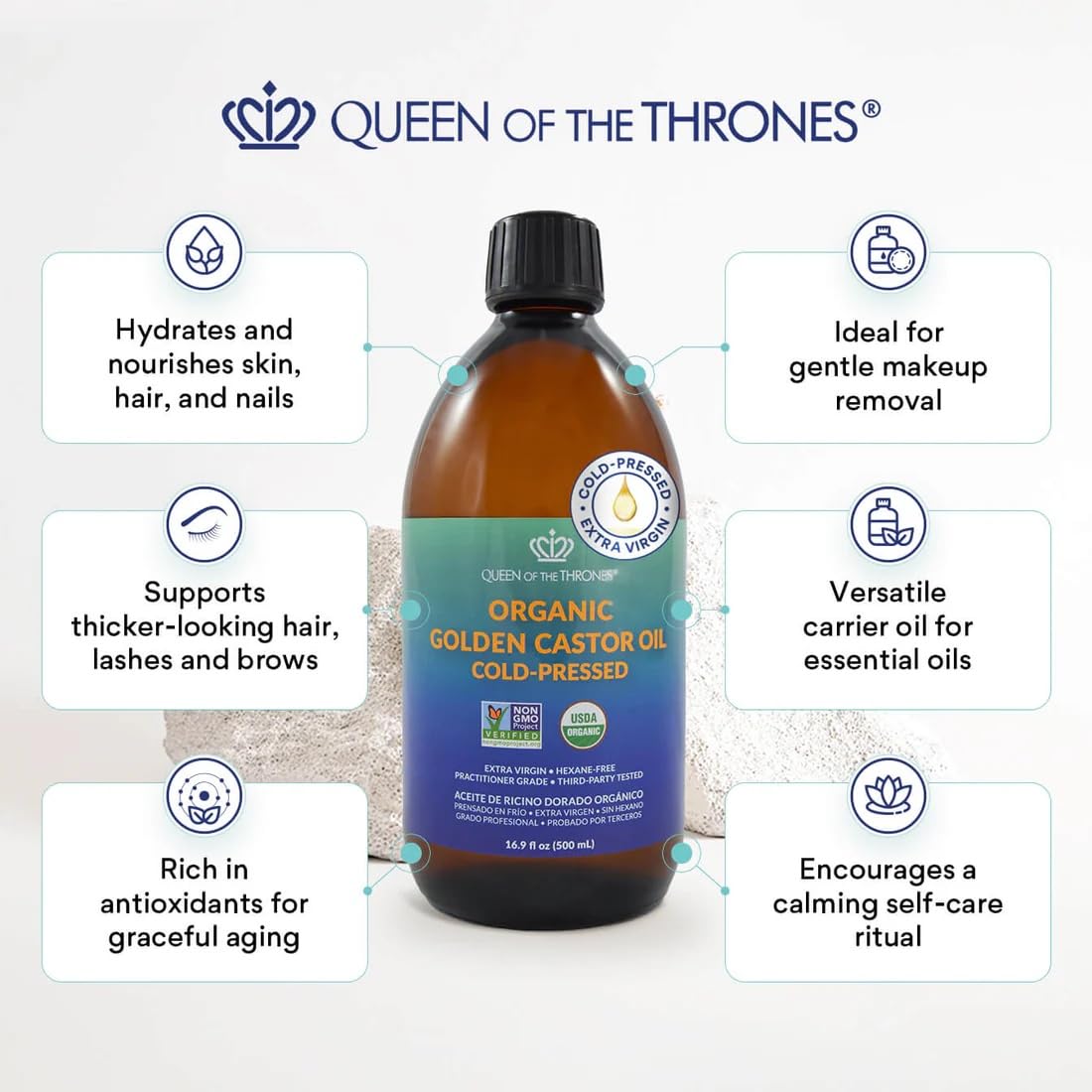 QUEEN OF THE THRONES Organic Golden Castor Oil 16 9 oz 500 - QUEEN OF THE THRONES Official Imagery - 3