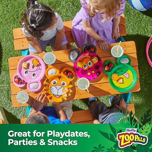Hefty Zoo Pals Kids Paper Plates, Party Edition, 7.75 inches, - Product Imagery