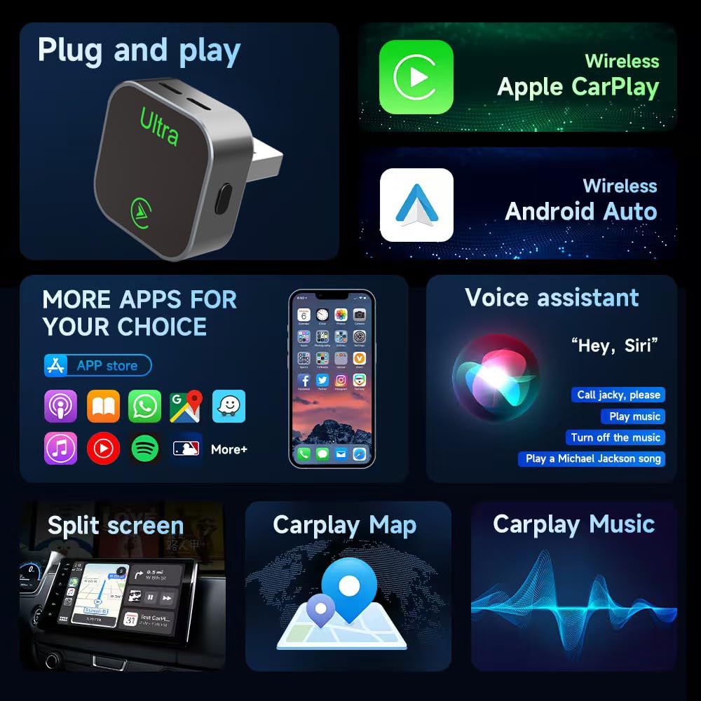 2 in 1 Wireless CarPlay Adapter 2026 New Wired to Wireless - JERYONE Official Imagery - 4