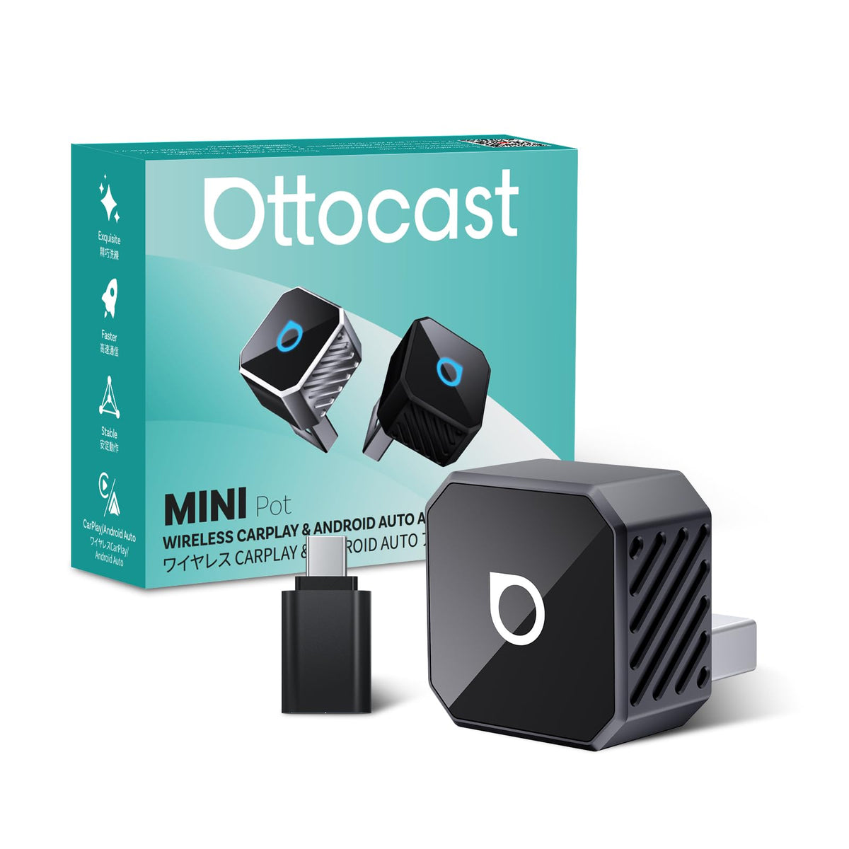 OTTOCAST Mini 2 in 1 Wireless CarPlay Android Auto Adapter - OTTOCAST Official Imagery - 2
