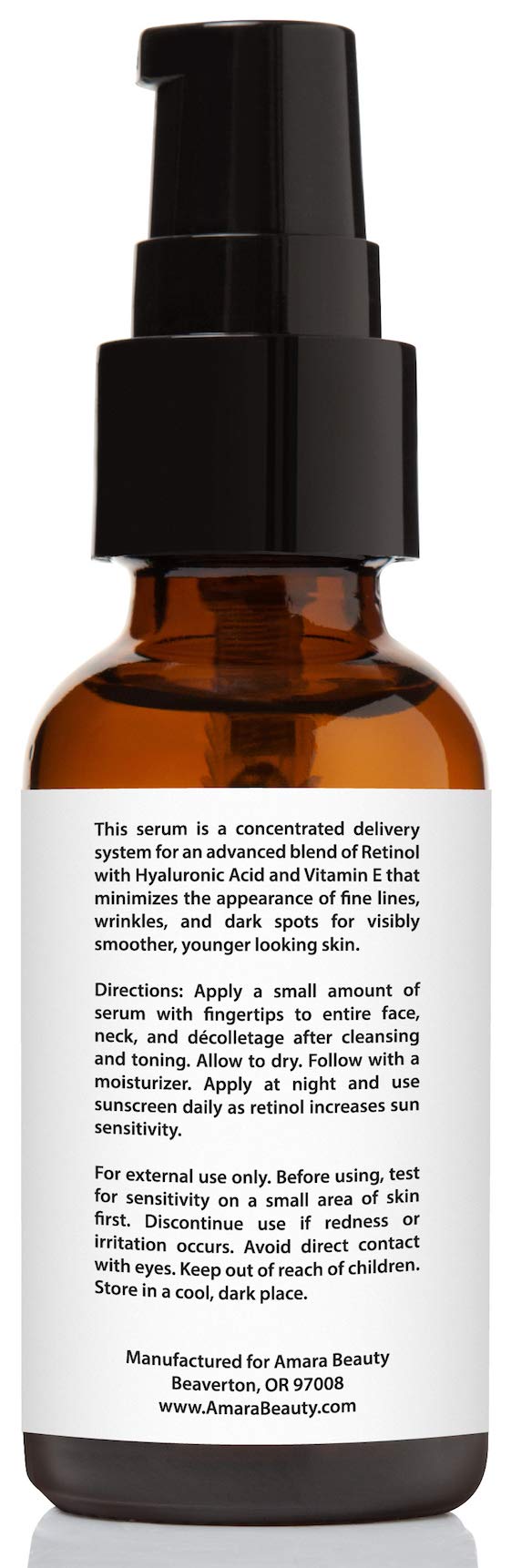 Amara Beauty Retinol Serum 2.5% with Hyaluronic Acid & Vitamin E, 1 fl. oz - Amara Beauty Official Product View 4