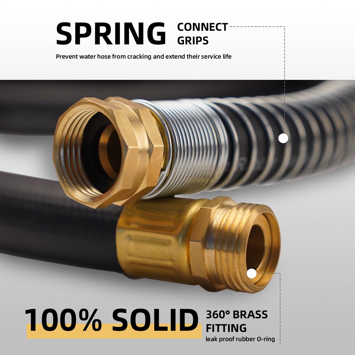 Wiseflow Garden Hose 100FT x 3/4", Heavy Duty Rubber Hose, Water - Wiseflow Official Product View 2