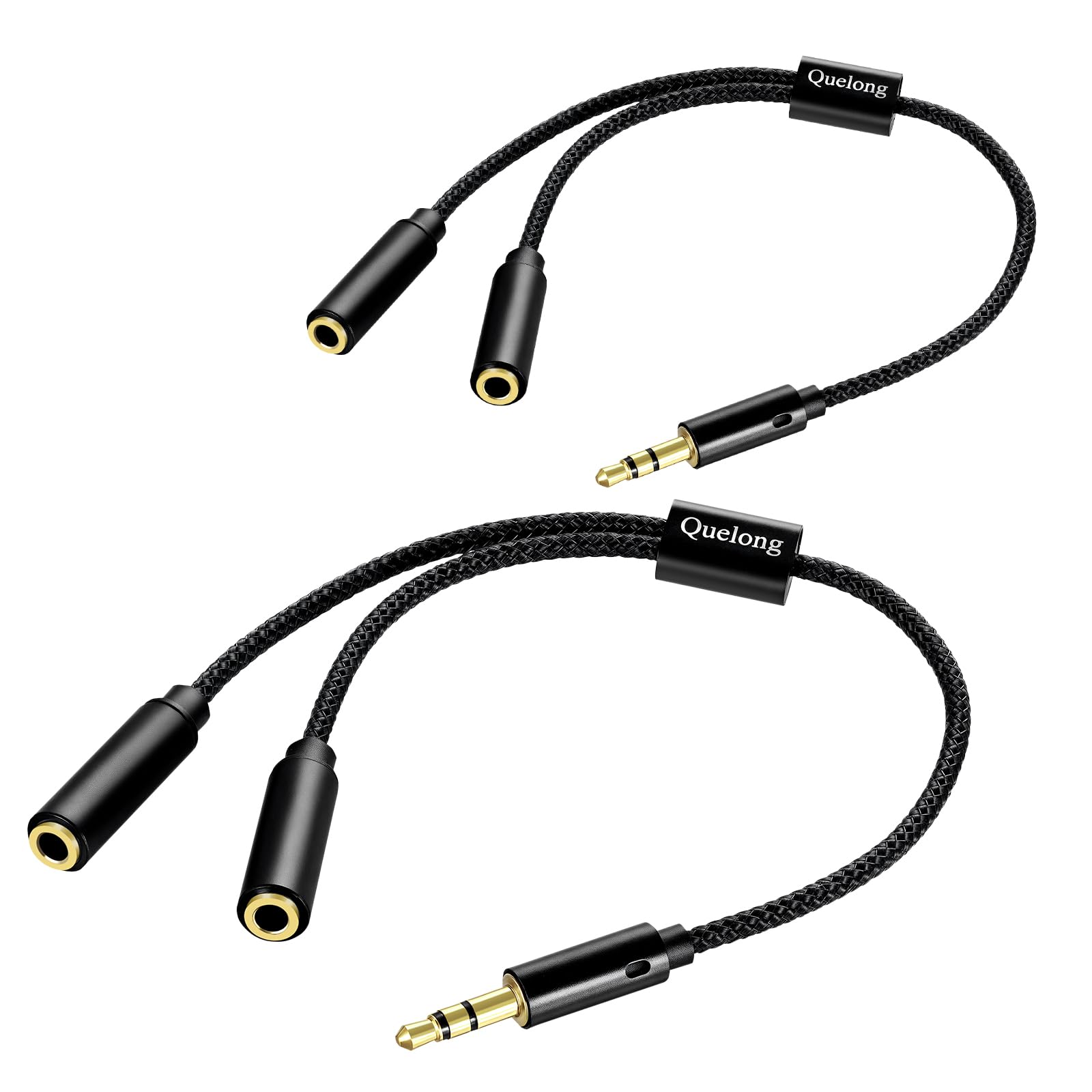 Quelong 1Pcs Headphone Splitter, Dual Headphone Nylon Braided Ext by Quelong - Angle View 9