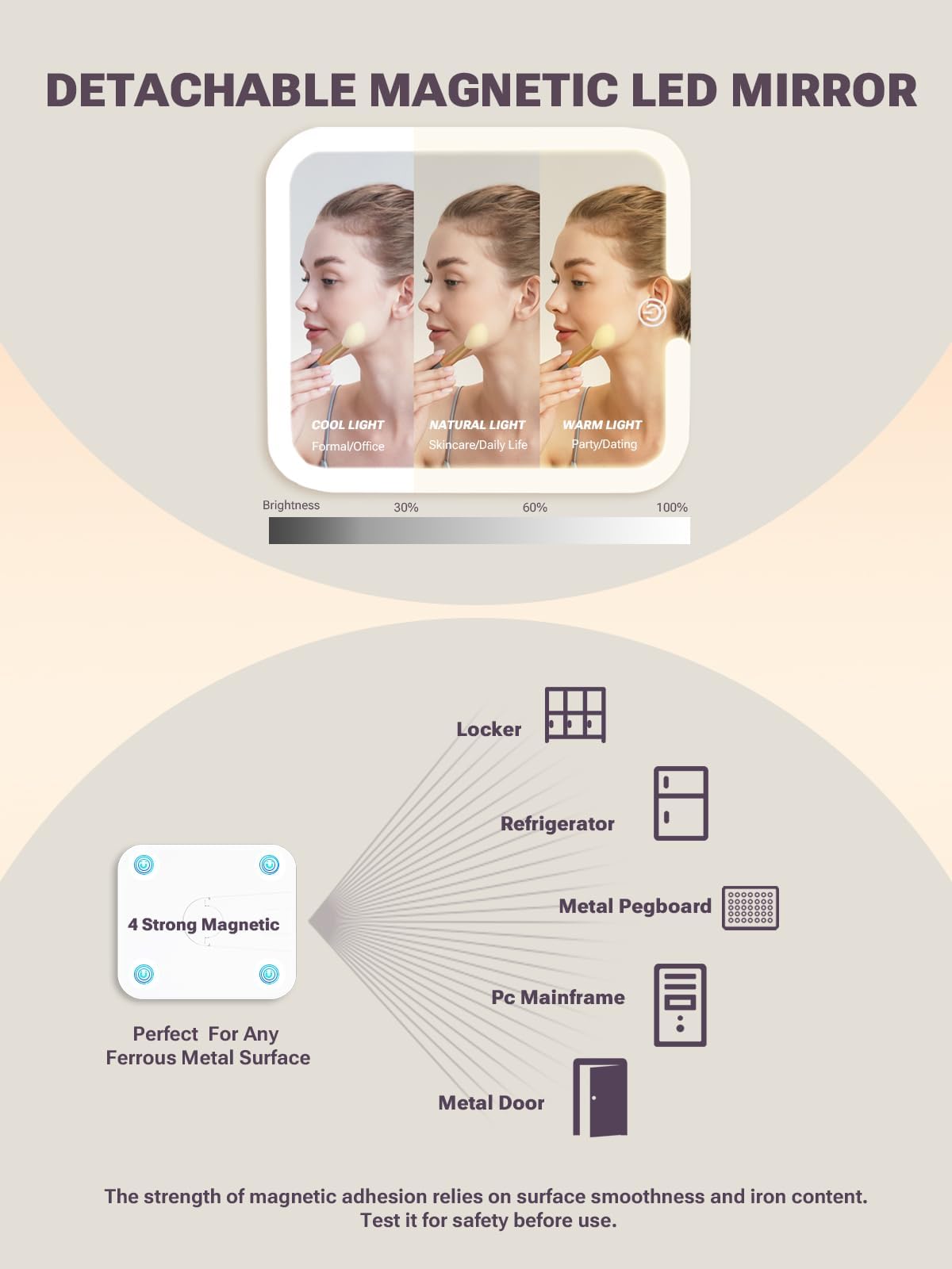 Makeup Box with Detachable Magnetic LED Mirror Travel Train - Qislee Official Imagery - 4