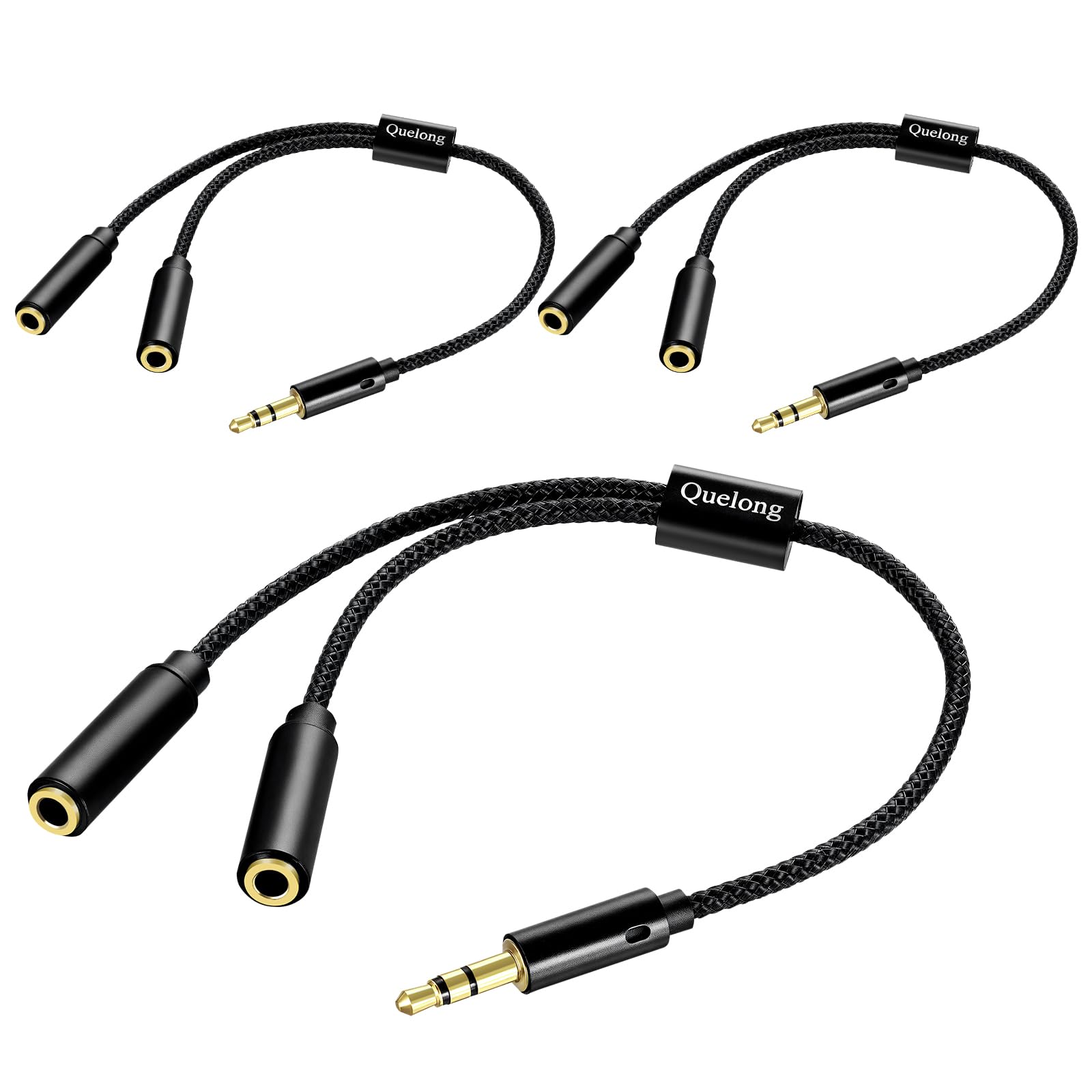 Quelong 1Pcs Headphone Splitter, Dual Headphone Nylon Braided Ext by Quelong - Angle View 10