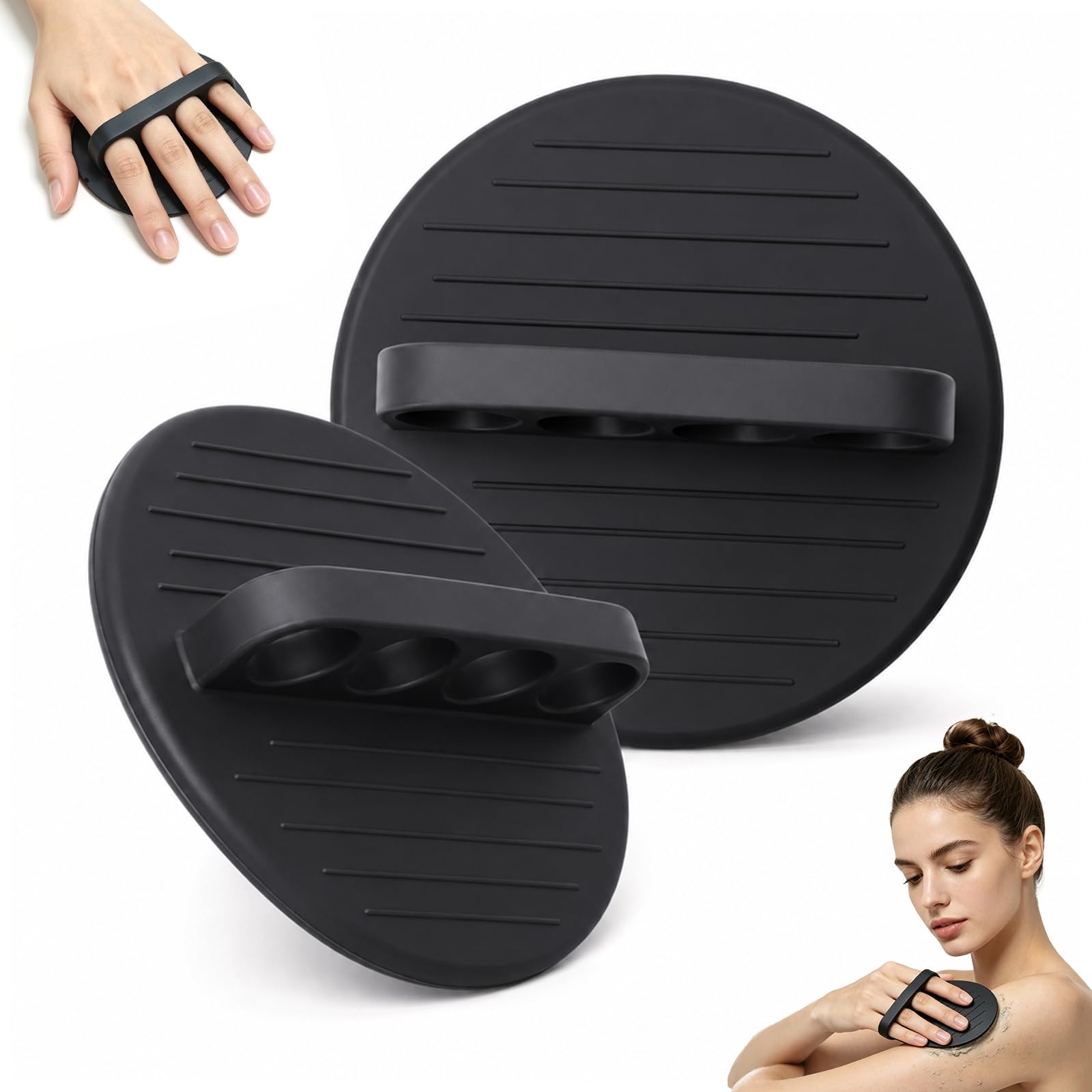 2 Pack Exfoliating Glove Set, Silicone Body Scrubber for Shower - Product Imagery