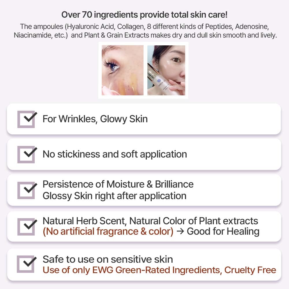 Ampoule Facial Serum 1.69 fl oz for Glowy Skin, Hydrating, - CQMONG