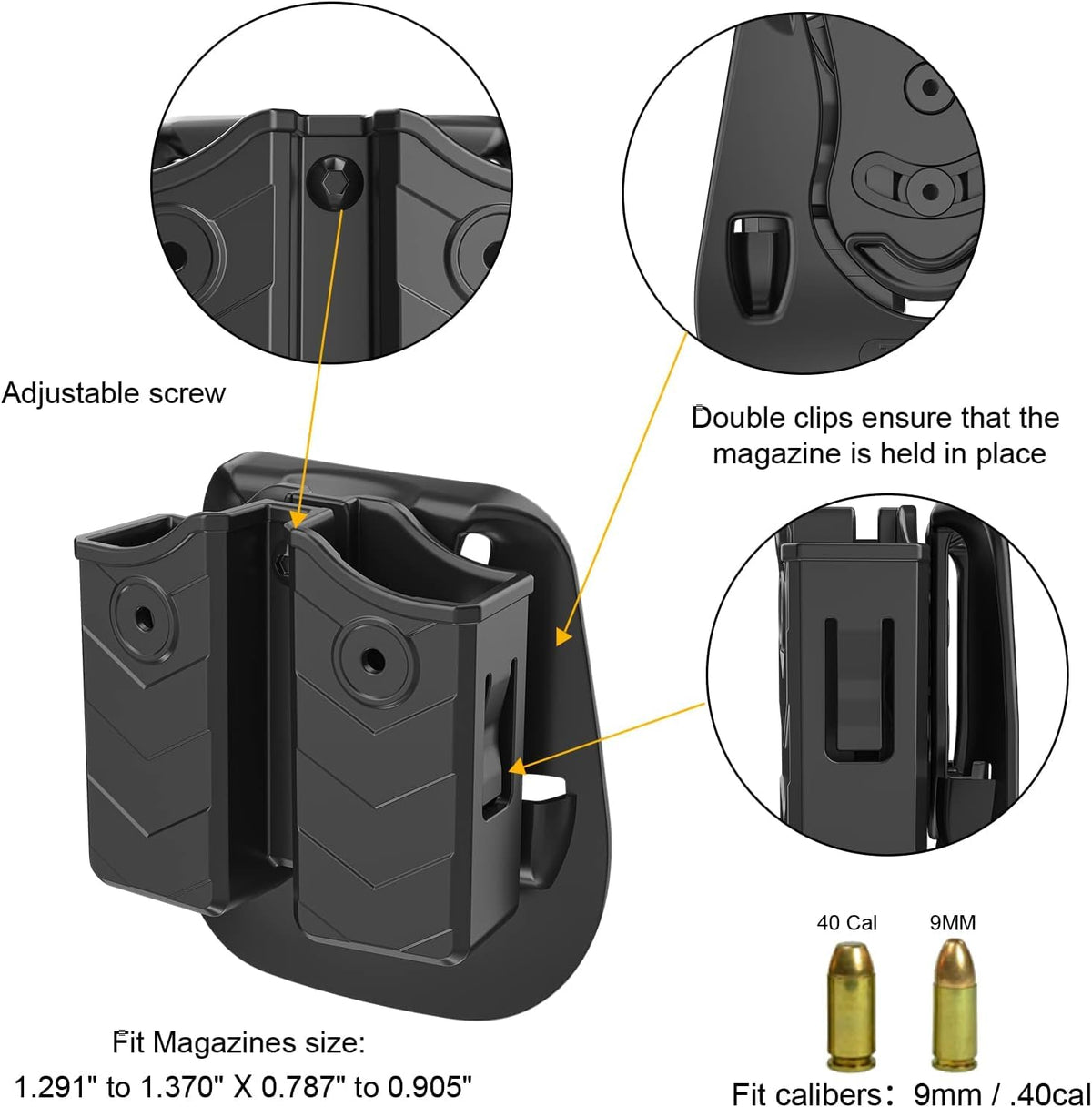 Universal Double Magazine Holster Compatible With Popular - FASTSPOK Official Imagery - 5