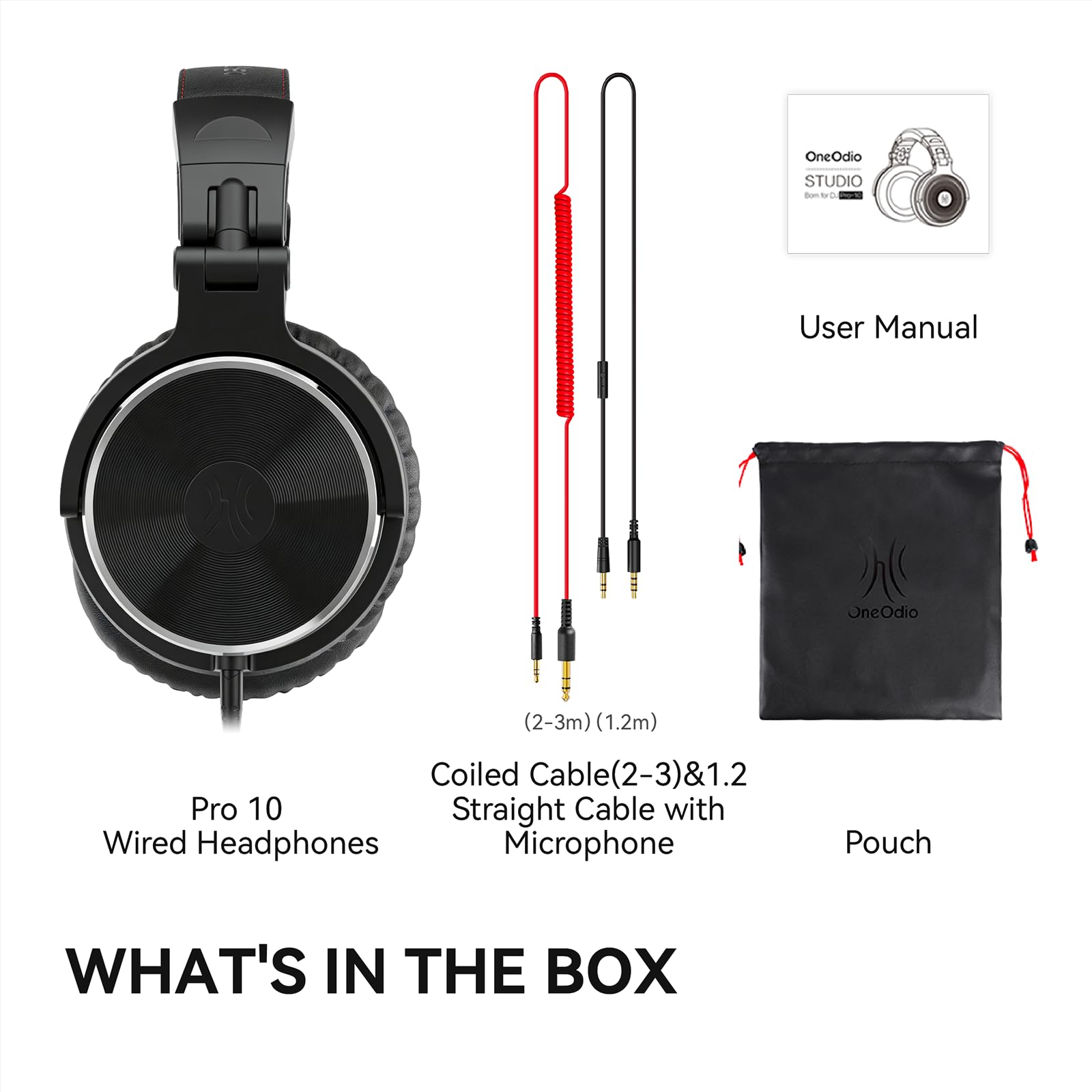 OneOdio DJ Hi-Res Over-Ear Wired Headphones – Black