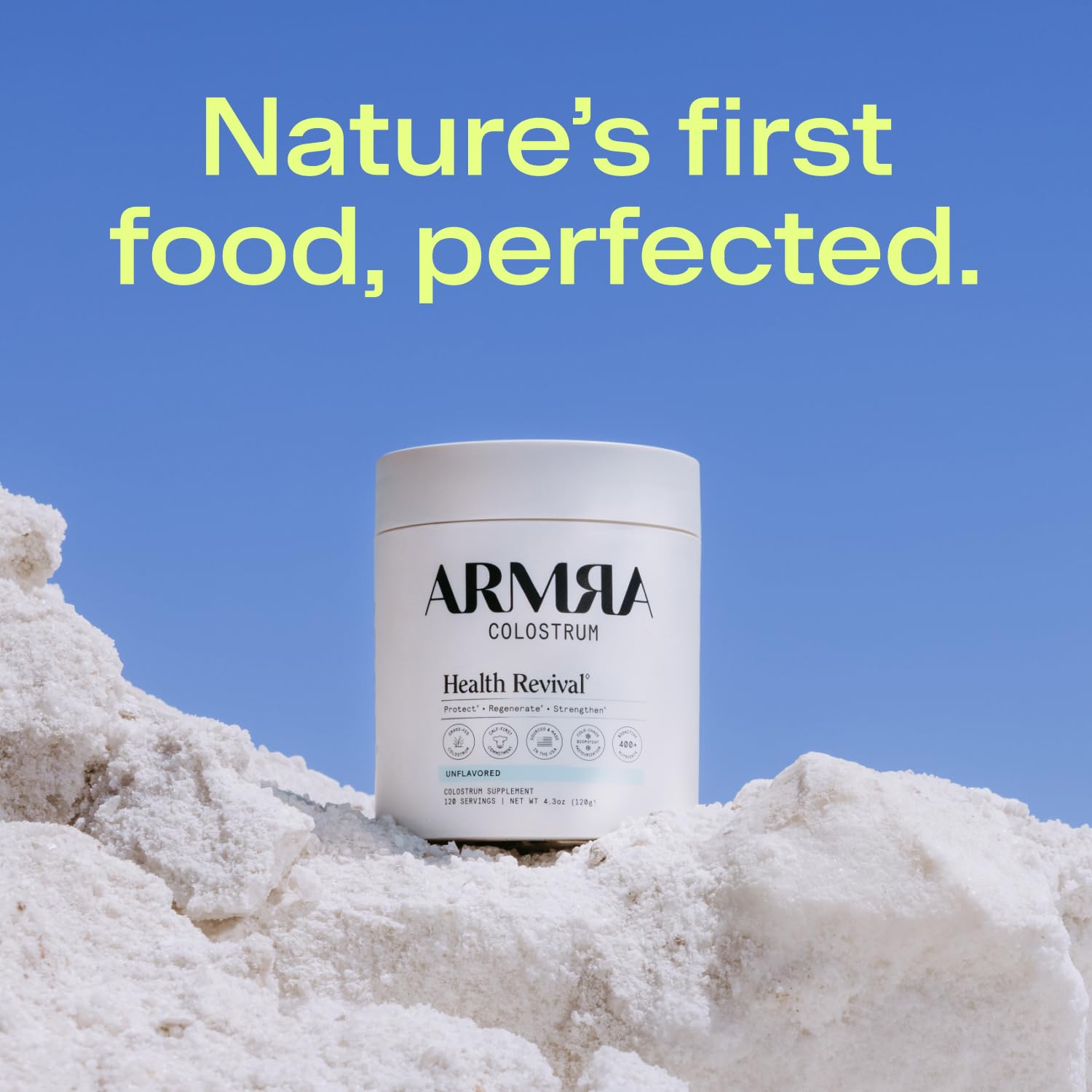 ARMRA Colostrum Powder, Unflavored, 120 Serving Jar - ARMRA Official Product View 6