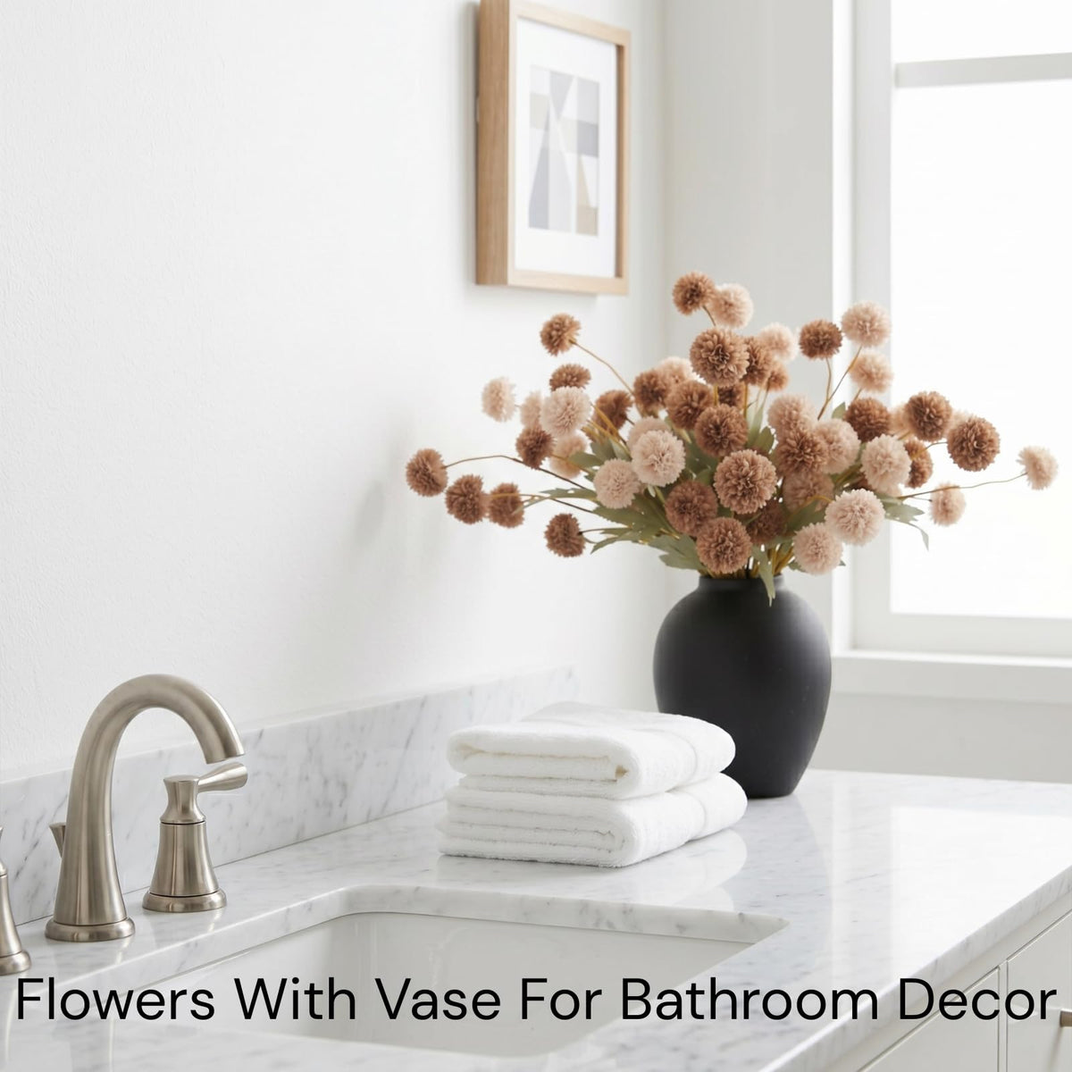 RyddeligHome 12 Stems Fake Mum Flowers with Black Vase for - RyddeligHome Official Imagery - 7