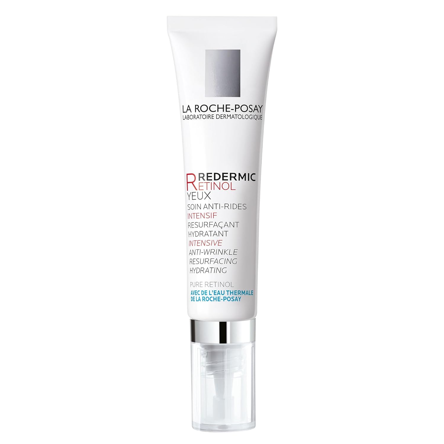 Elefair La Roche-Posay Redermic R Eyes Retinol Eye Cream container with product label visible, designed for anti-aging eye care.