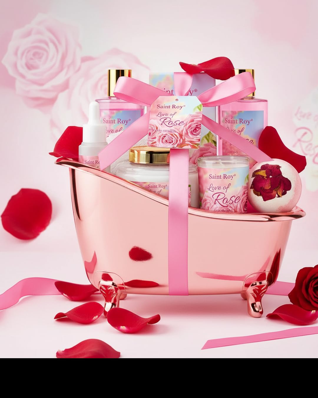 Spa Gifts for Women Rose Spa Gifts Bath and Body Gift Basket - Saint Roy Official Imagery - 8