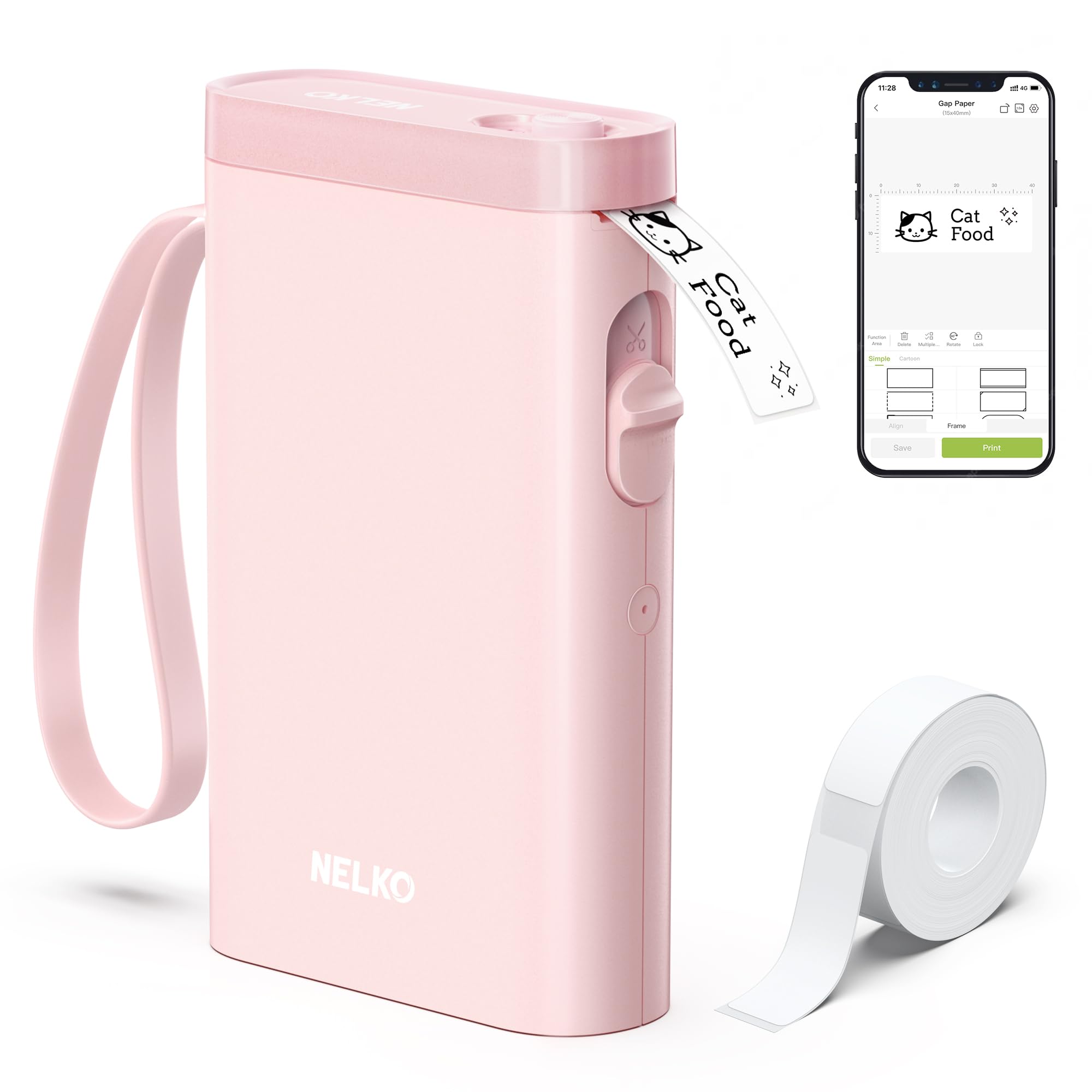 Nelko P21 Label Maker Machine with Tape, Bluetooth Label Printer, by Nelko - Angle View 10