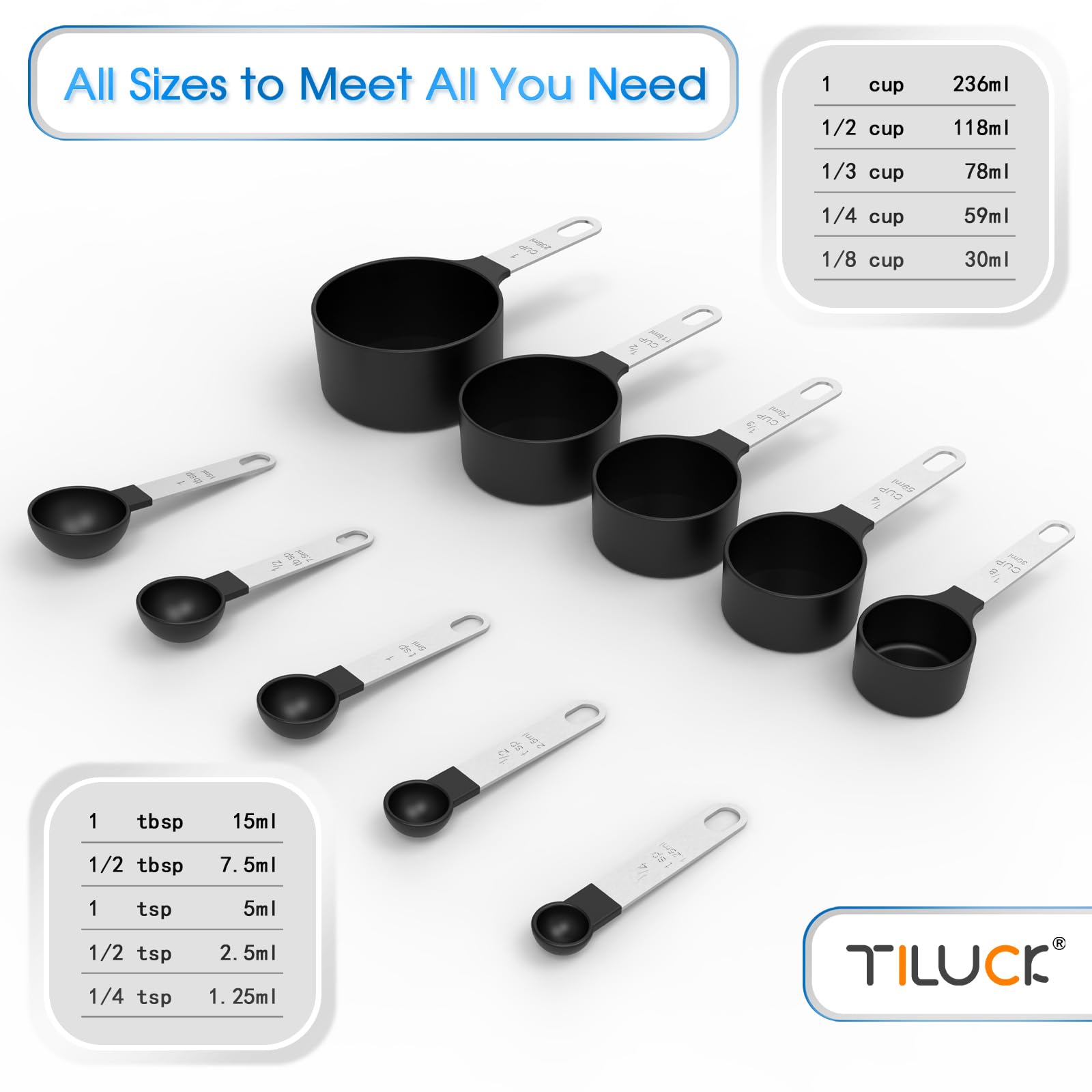 TILUCK Measuring Cups & Spoons Set, Stackable Cups and Spoons - TILUCK Official Product View 4