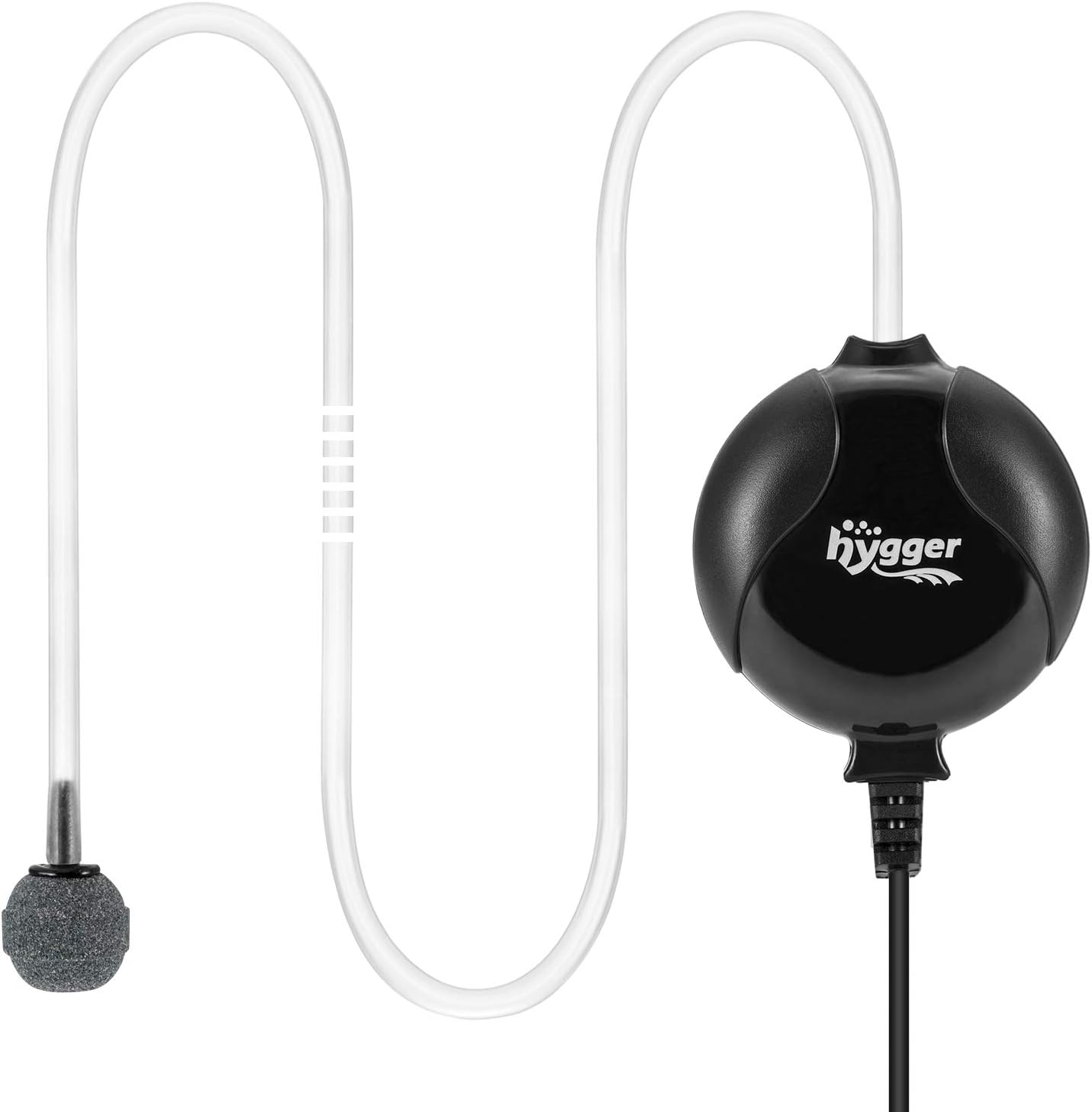 hygger quiet mini aquarium air pump in black with air stone and tubing for 1-15 gallon fish tanks, 1.5 watt oxygen pump