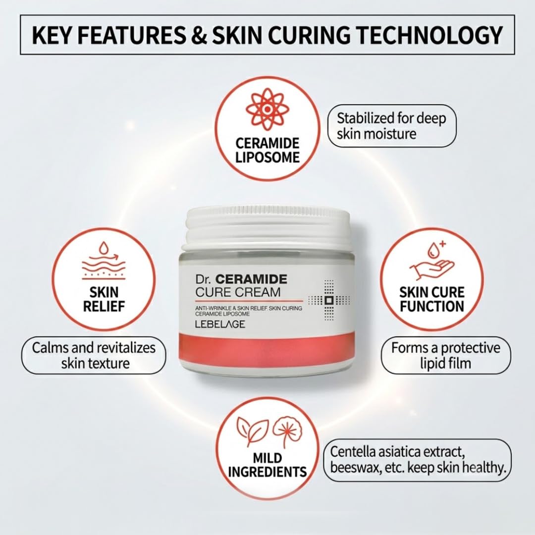 LEBELAGE Dr. Ceramide Cream, Rich Face and Body Moisturizer, - LEBELAGE
