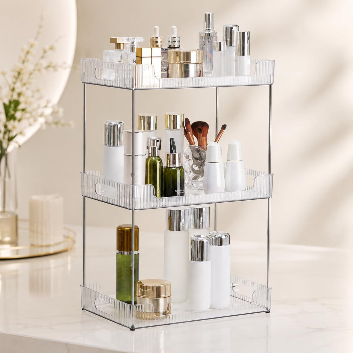 3 Tier Bathroom Counter Organizer Cosmetics Skincare Shelf - Goderewild Official Imagery - 1